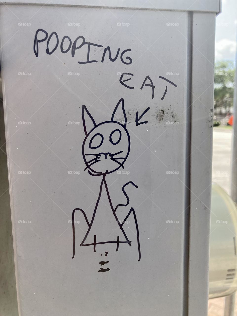 Pooping cat graffiti 