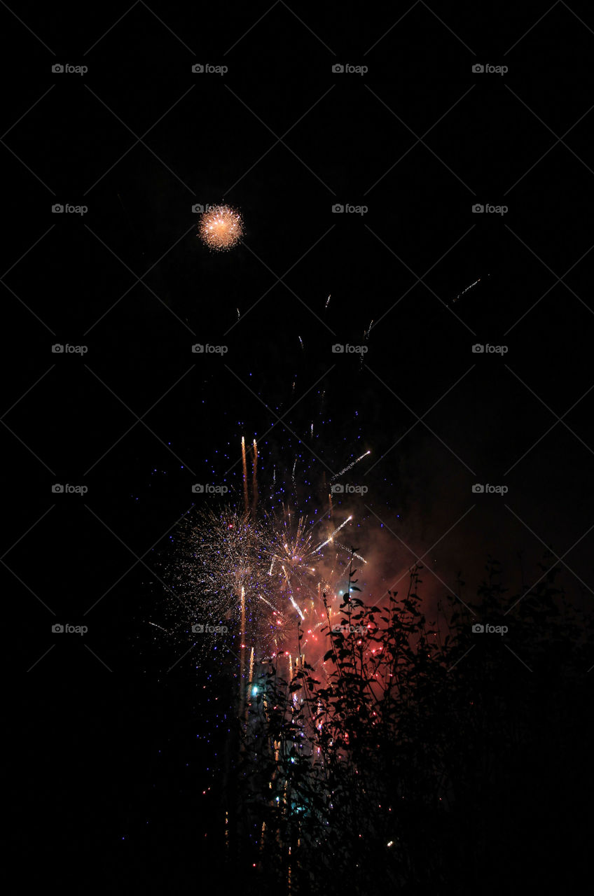 Night with colorful fireworks