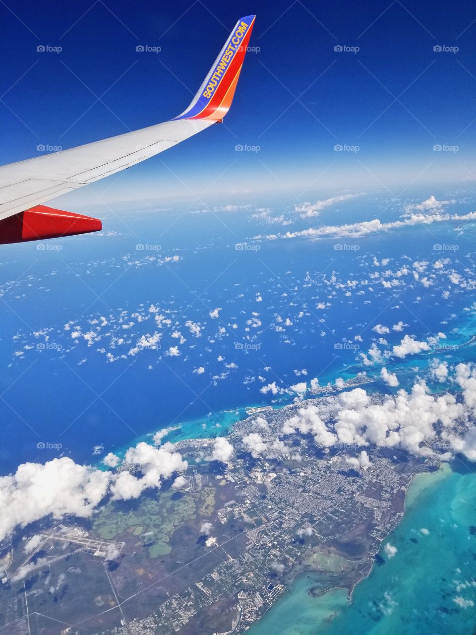 Flying over the Bahamas