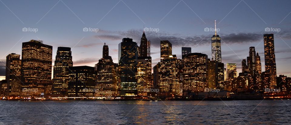 View of skyscrapers in Brooklyn during sunset