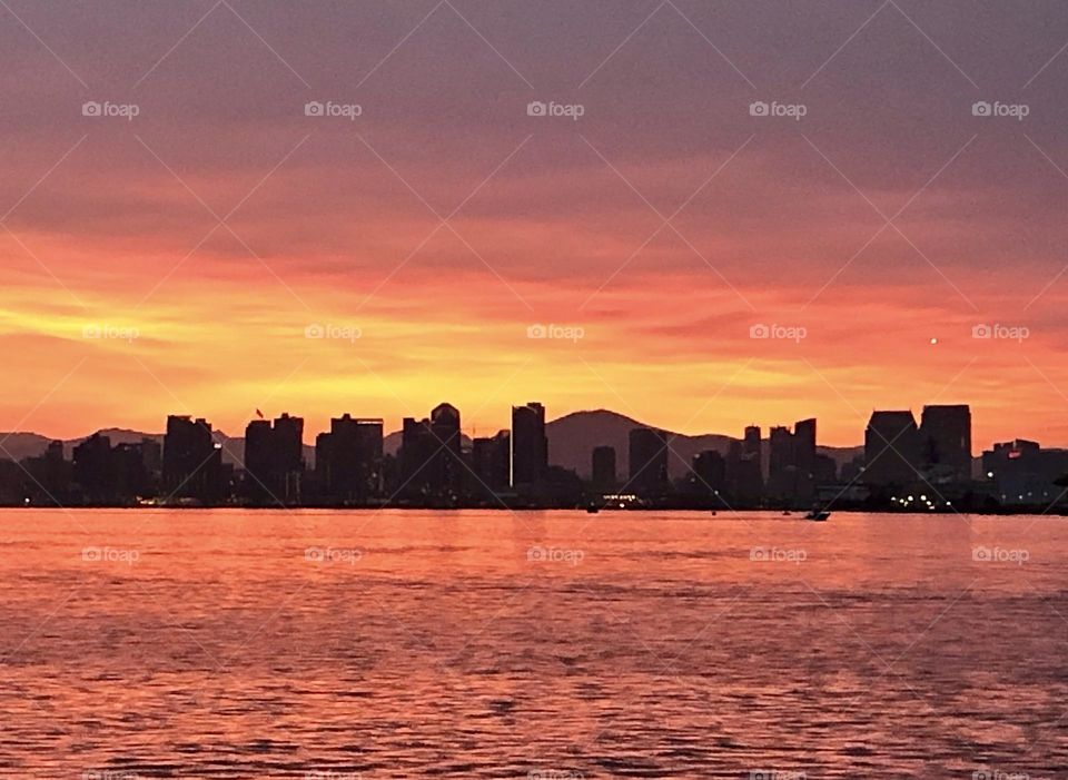 Sunrise over San Diego bay