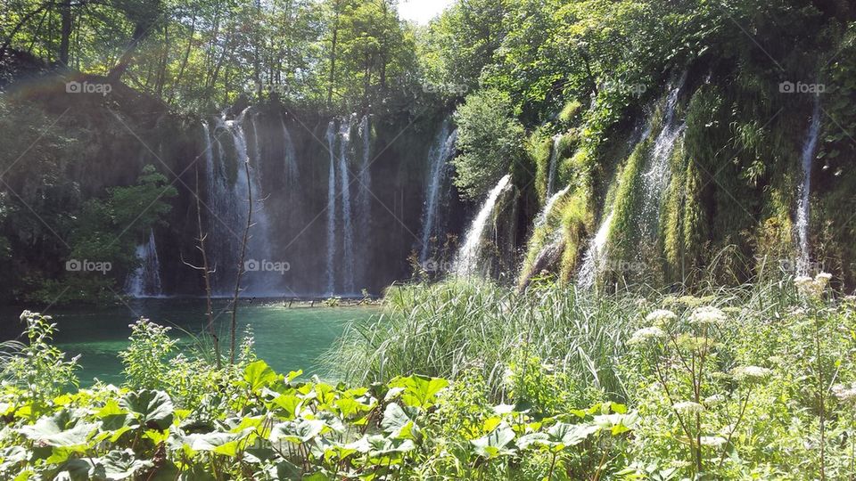 Waterfalls in Plitvice National Park. 