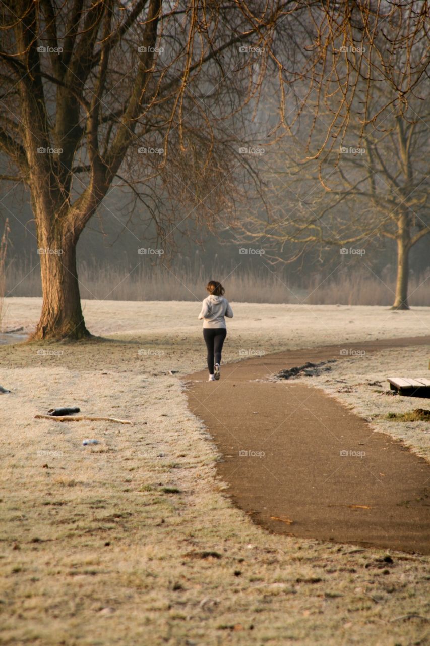 Running in a winter scene