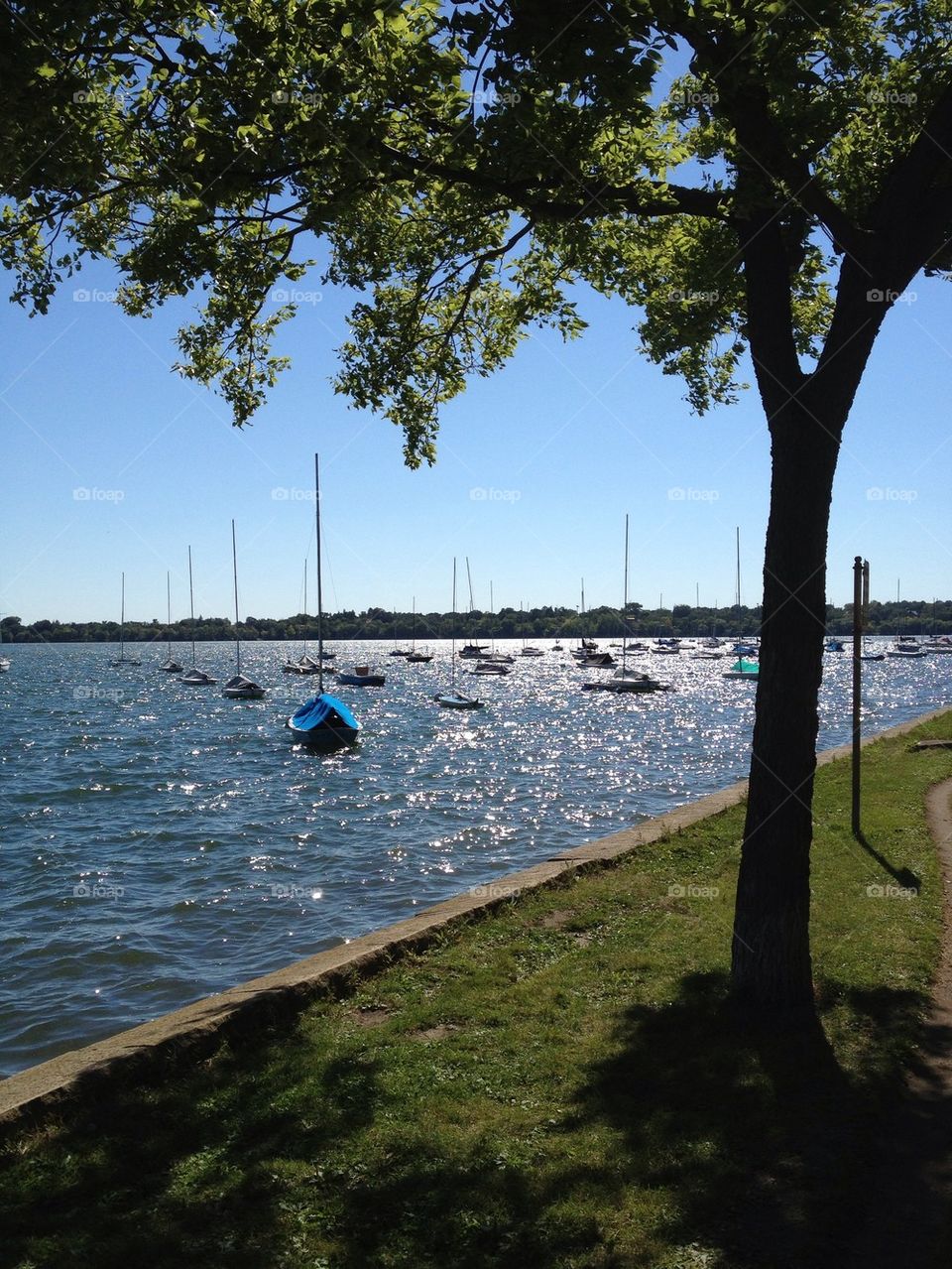 Minneapolis lake with sailboats