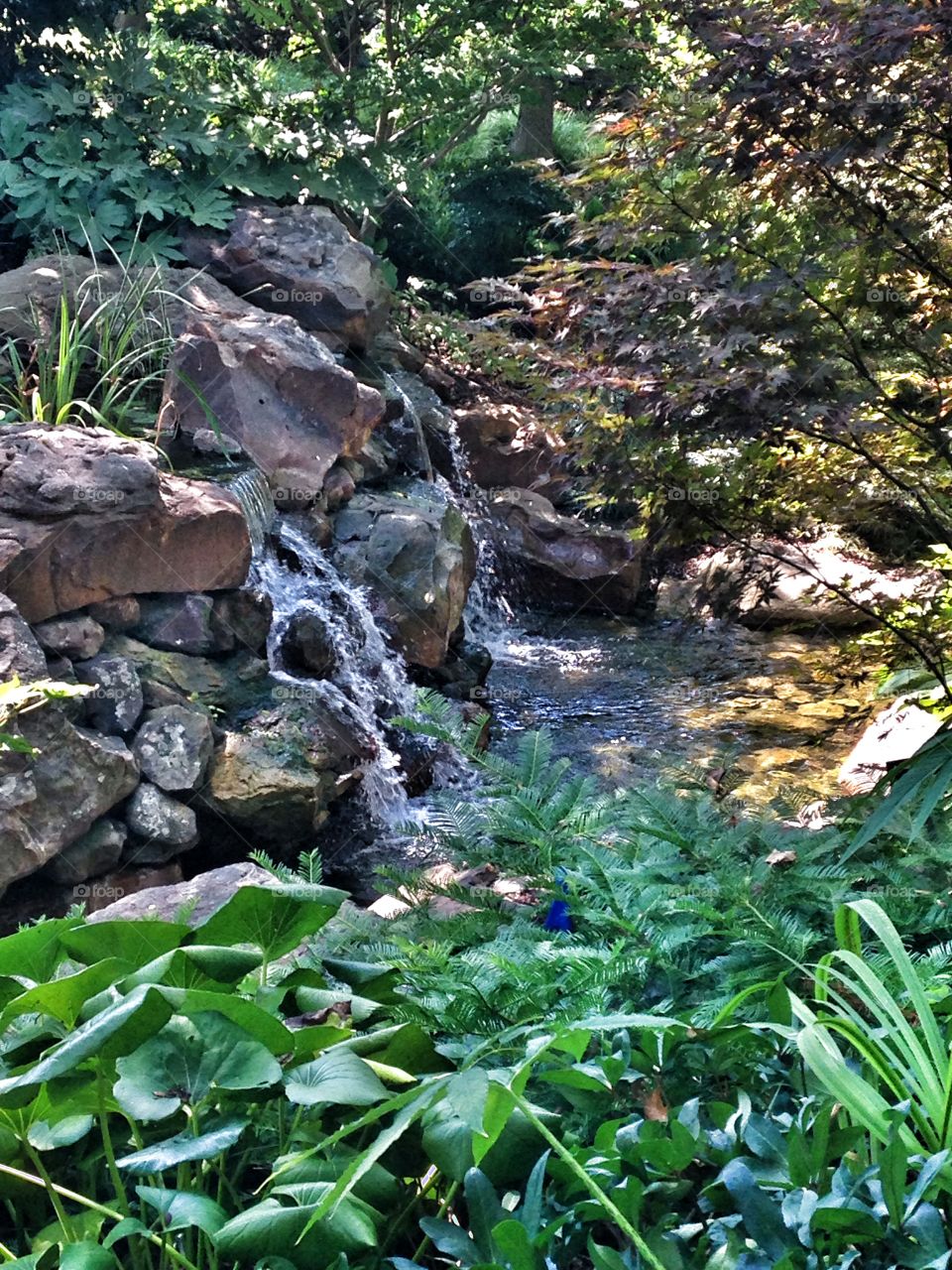 Peace and serenity. Waterfall at a nature park 