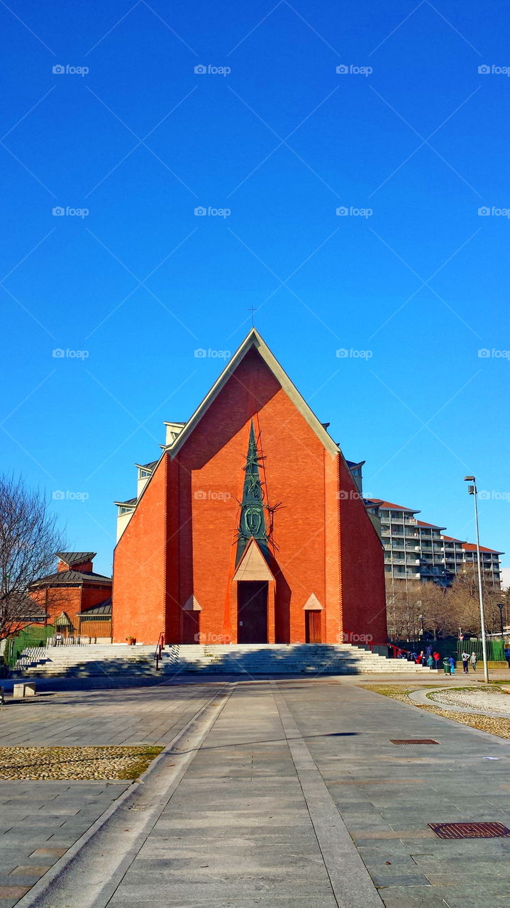 church, landscape, colors, sky, outdoor, architecture, modern,