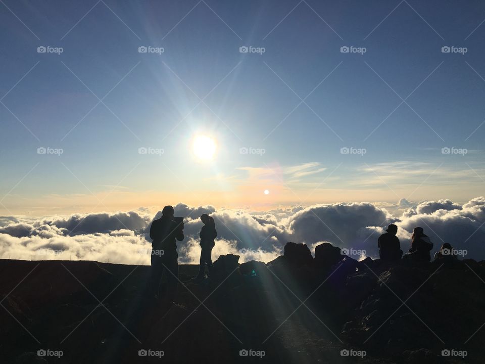 Sunrays shining on the hill 