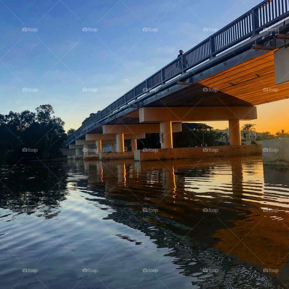 Under the bridge in the early morning light