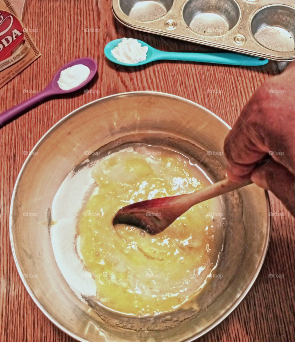 homemade banana muffins, sugar to eggs mix together 
#stayathome