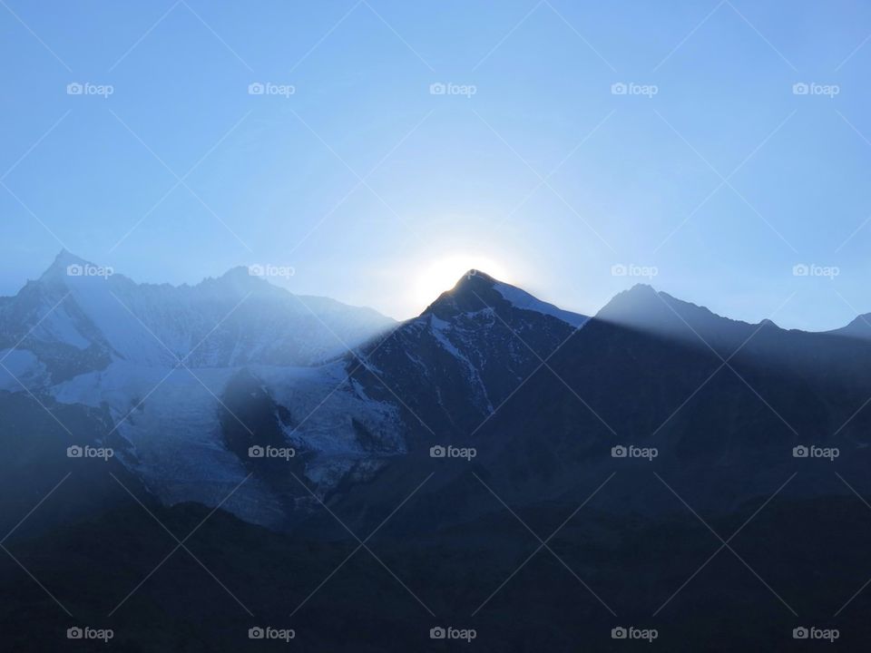 Sun Behind Mountain