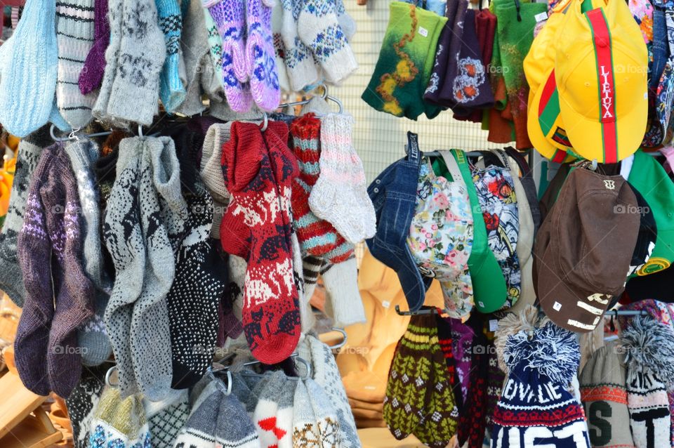 local market selling socks