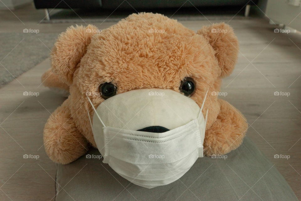 teddy bear with mask