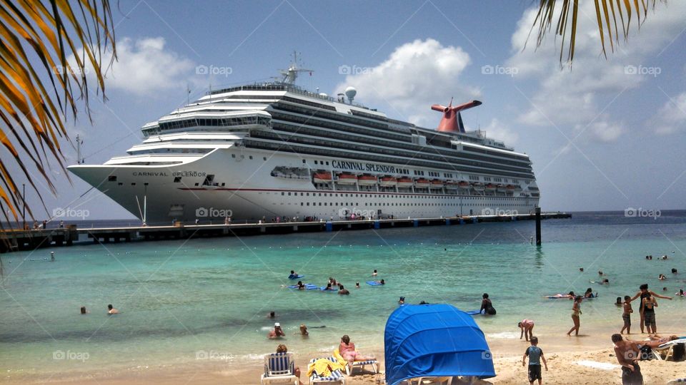 Carnival Splendor in Grand Turk! Swimming in clear water, and drinking local drinks!