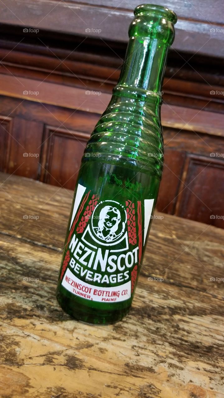 Old NeziNScot Glass Soda Bottle