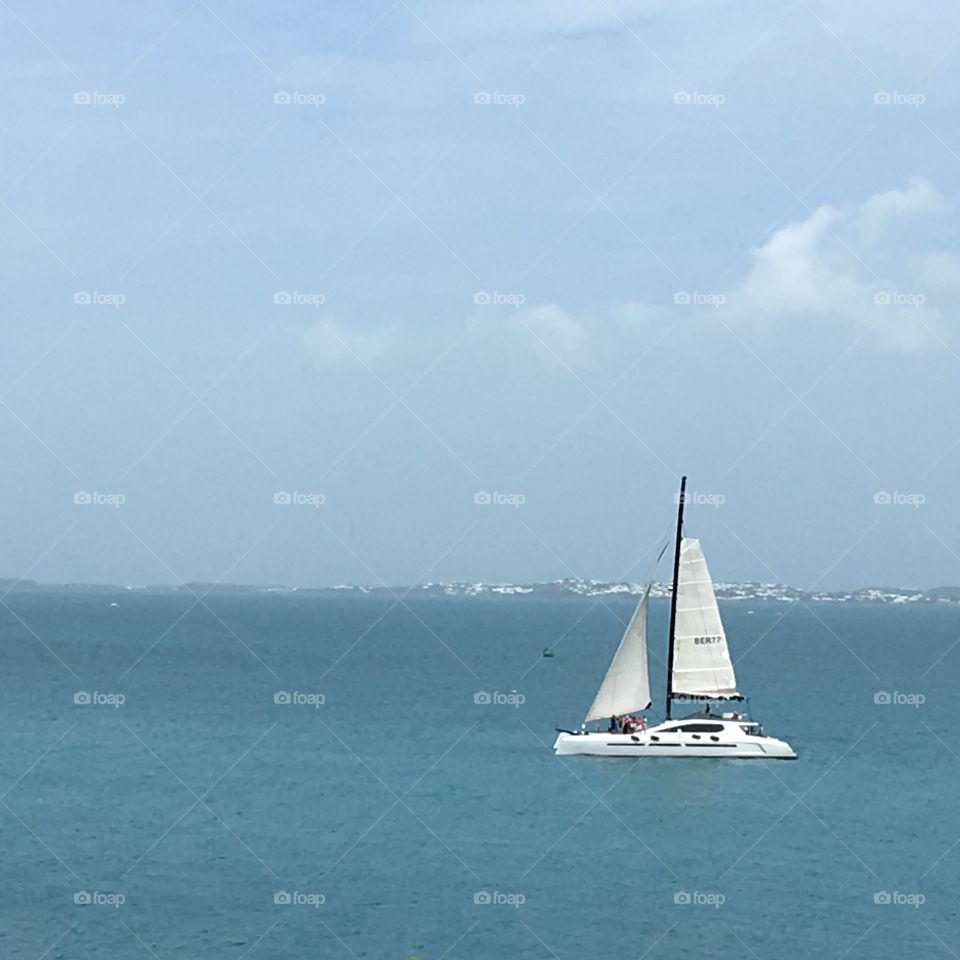 Sailboat in the Atlantic Ocean off the coast of Bermuda.