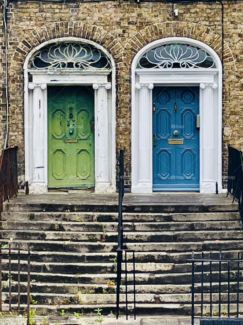 Multi-colored doors of row houses in Dublin reflect the Georgian architecture of the neighborhood.