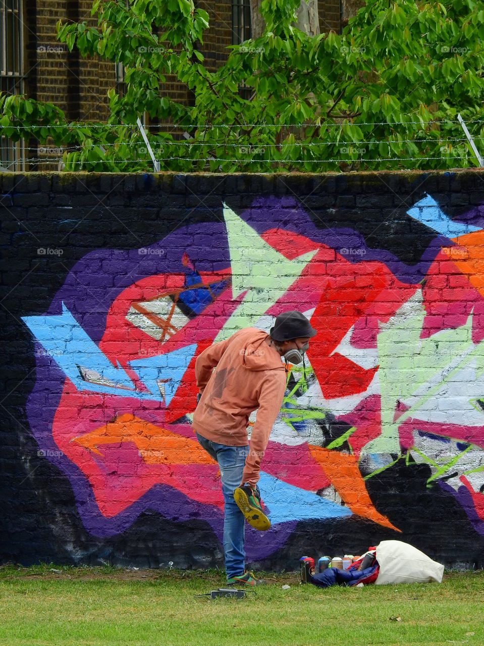 Street artist at work