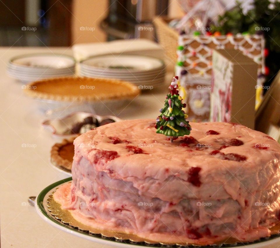 Strawberry Christmas Cake