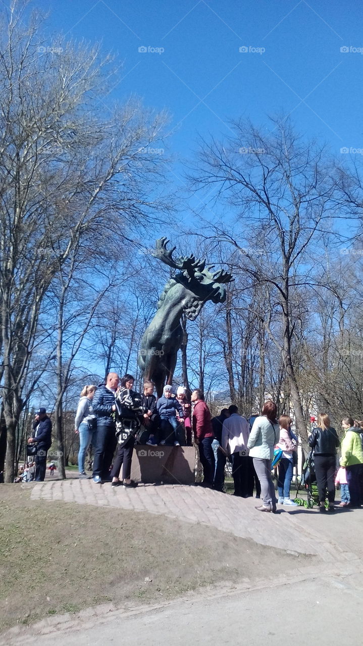 Elk. Sculpture in Vyborg.