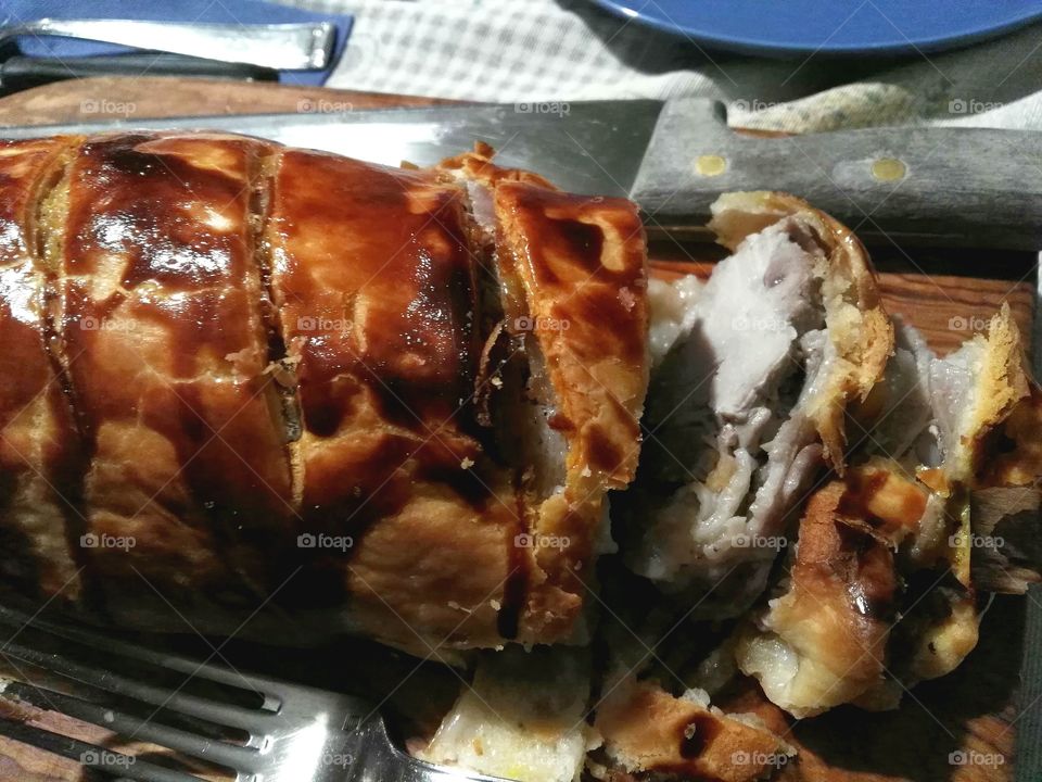 Roast pork sliced