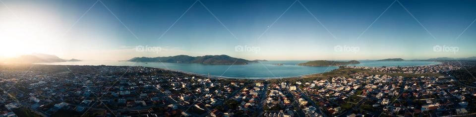 Aerial photograph showing the southern part of Florianópolis Island and the beaches of Pinheira, Sonho and Ponta de Papagaio