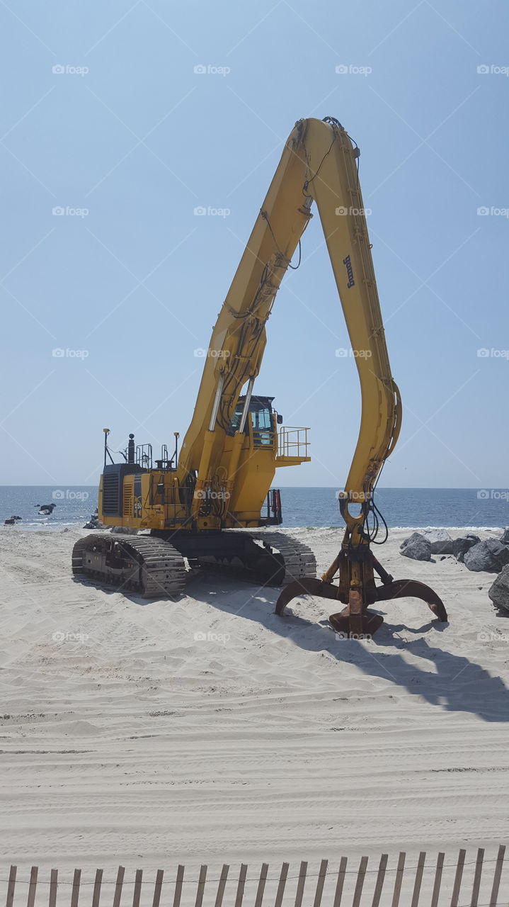 Crane on beach!