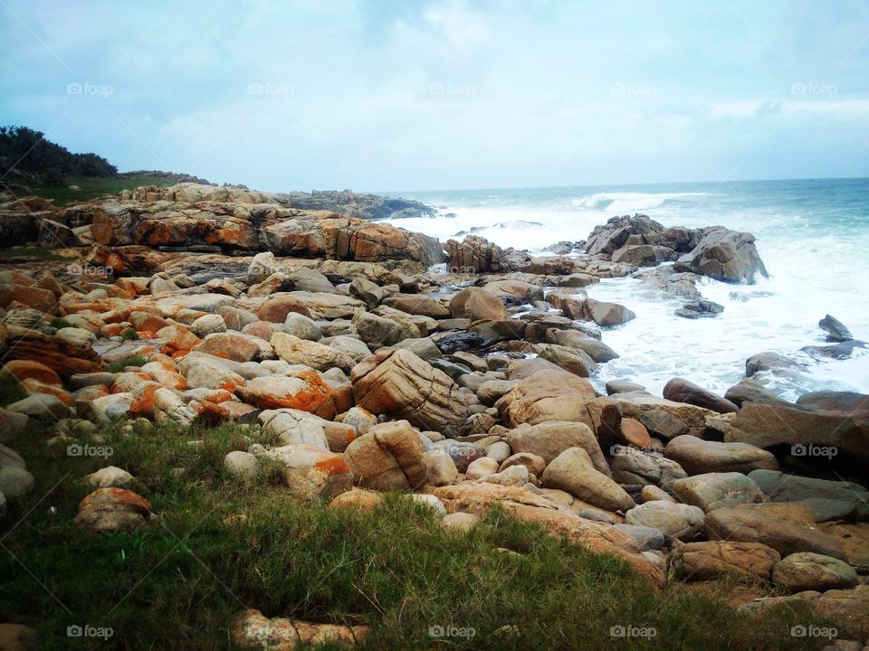 Rocks on coastal area on the south coast of South Africa.