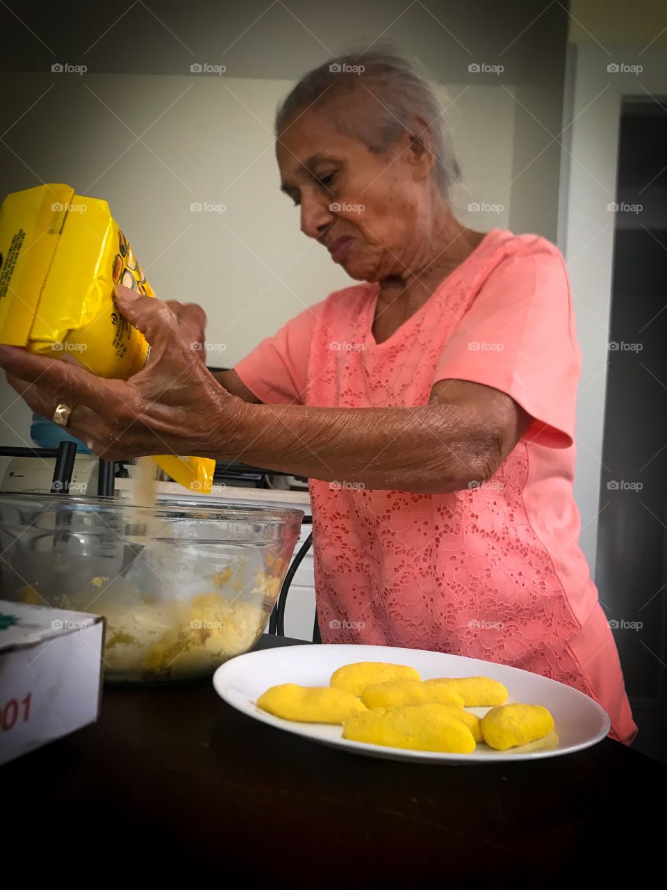 Lady baking family recipe 