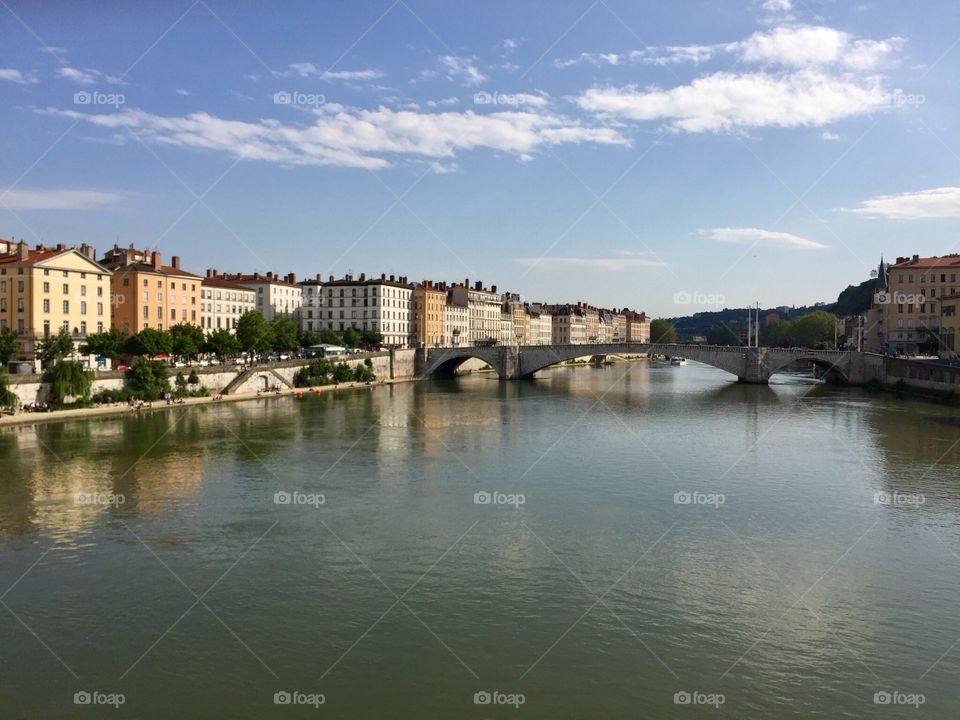 Lyon seen from a bridge, France
