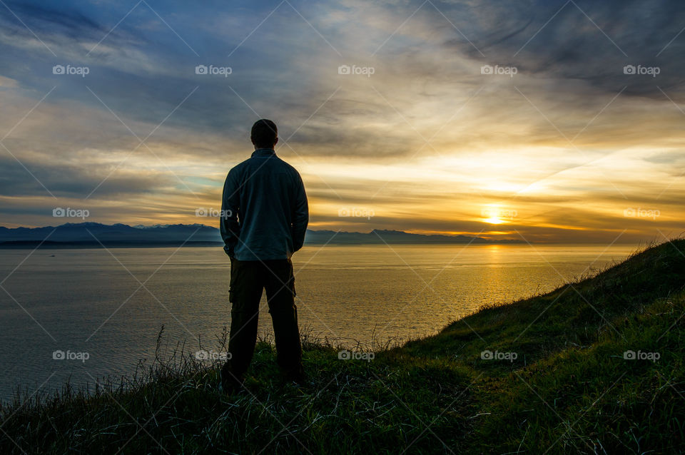 Staring Down Sunset. Shot from Ebey's Landing on Whidbey Island