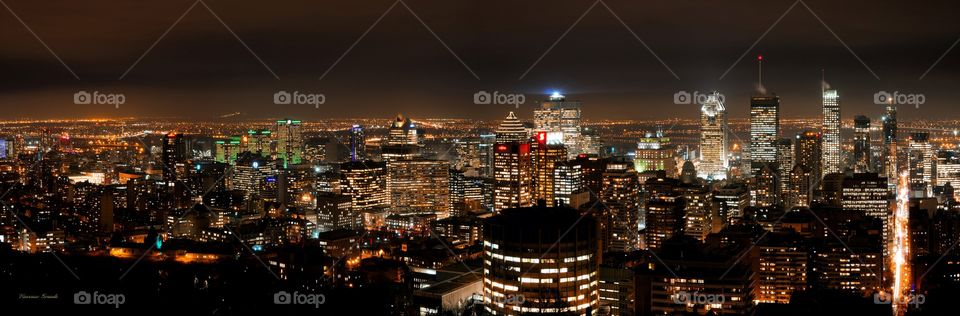 Night panorama of the city of Montreal, Canada