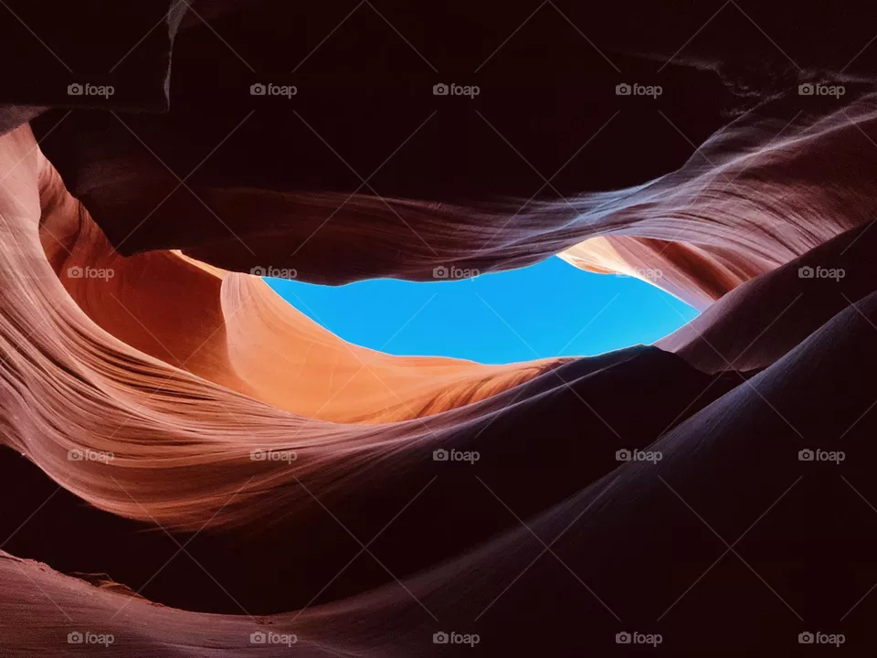 Blue sky between rocks  - lower antelope canyon
