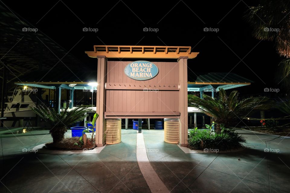 Place for hanging the captured fish in Orange Beach Alabama at night