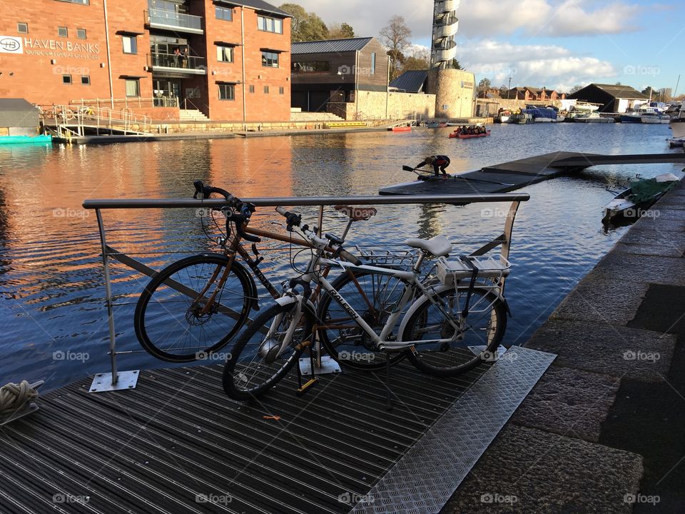 Bikes ready and perfect for exploring this UK canal pathway.