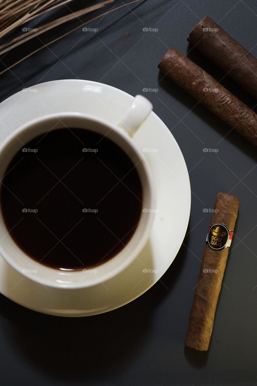 Cigar and cup of coffee