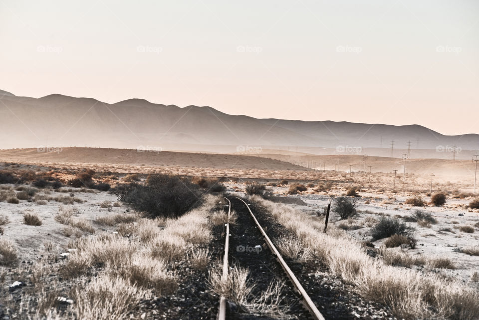 Abandoned railway line in the desert