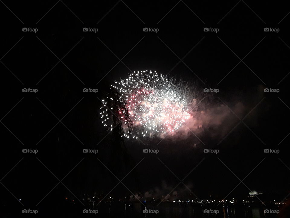 4th of July celebration at the Esplanada Charles River Boston MA lights and colors