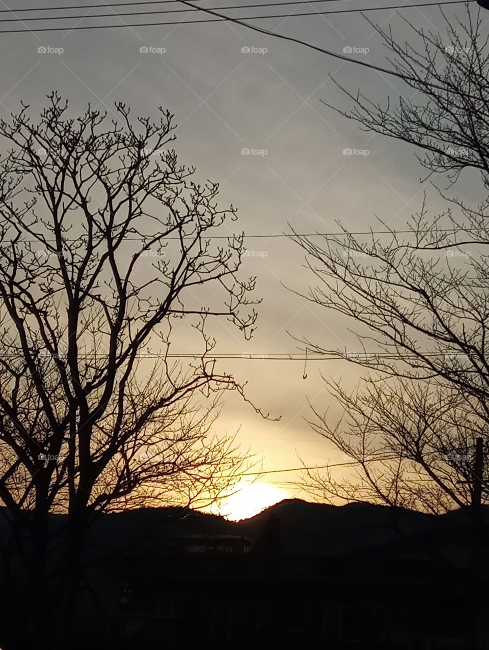 winter sunset at south korea. the light and the darkness.