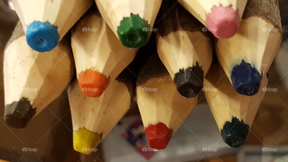 Close-up of colored pencils