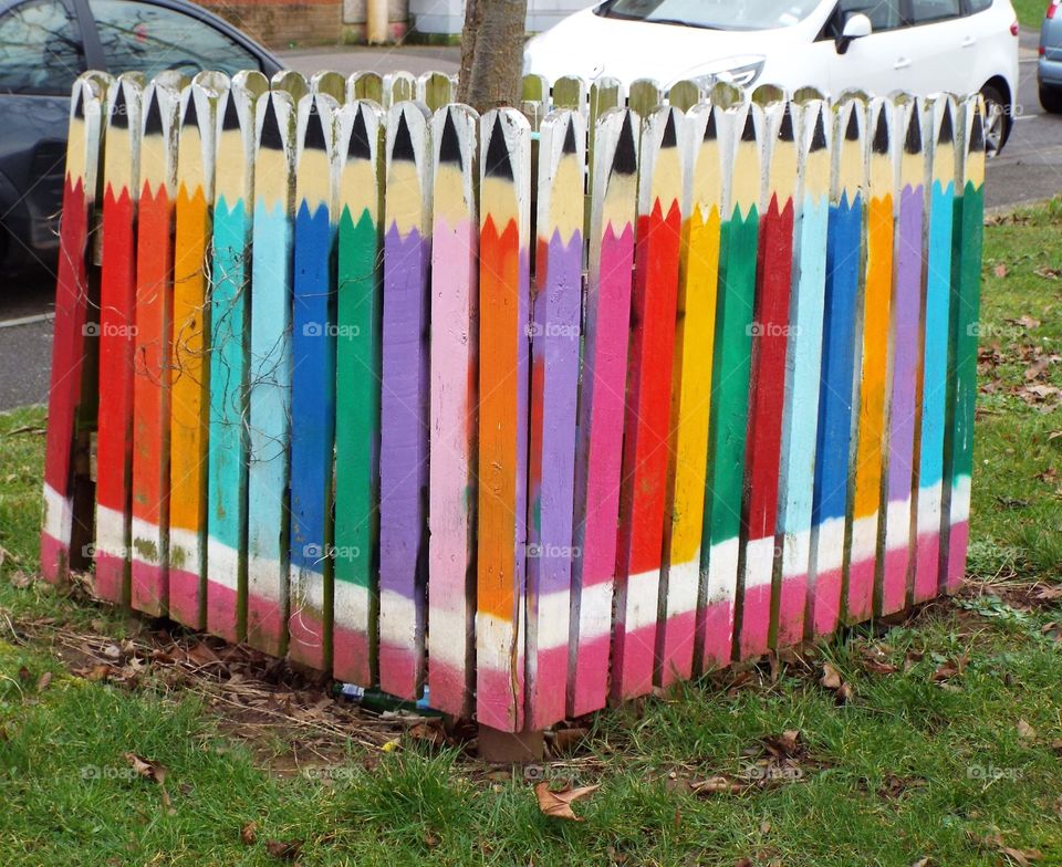 Pencil shaped fence at outdoors