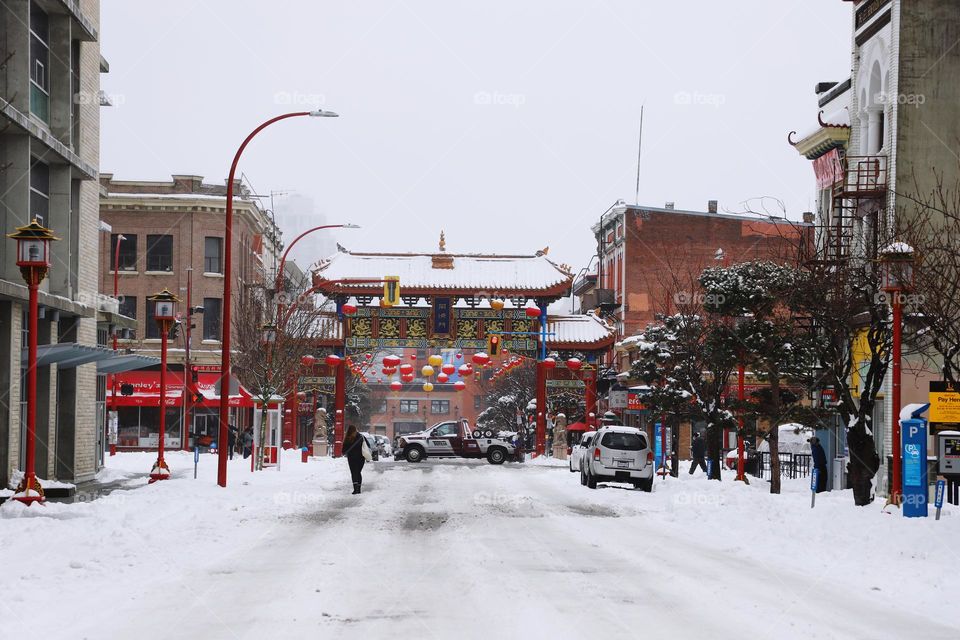 Multiculturalism- oldest China town in Canada in wintertime 