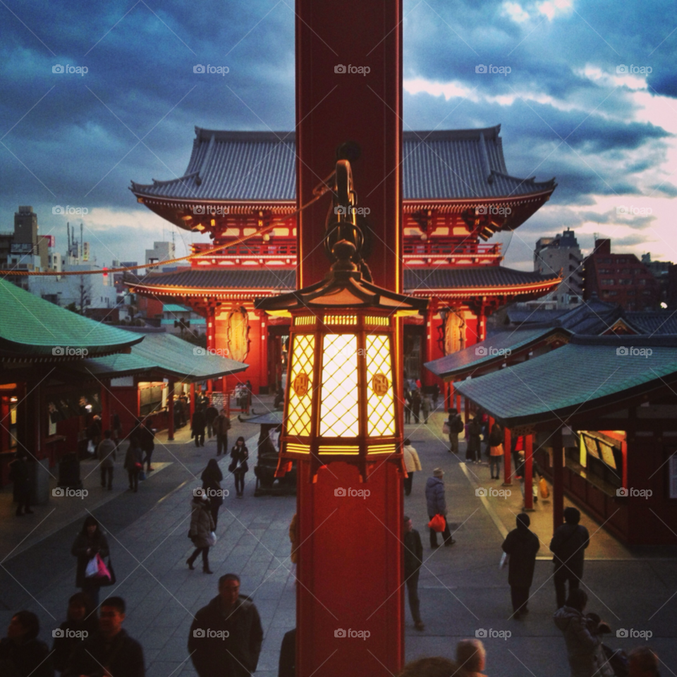 asukusa temple tokyo japan city light people by Marcdonalds
