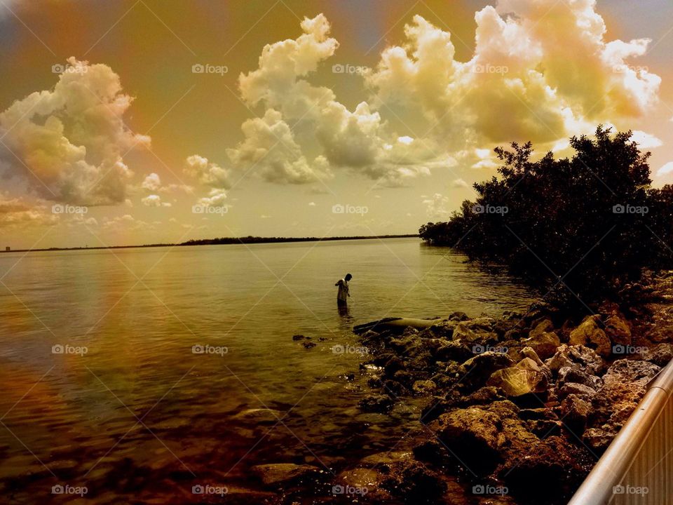 Cast netting in the bay