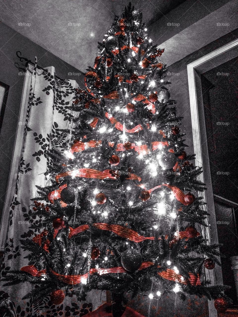 Christmas tree black-and-white