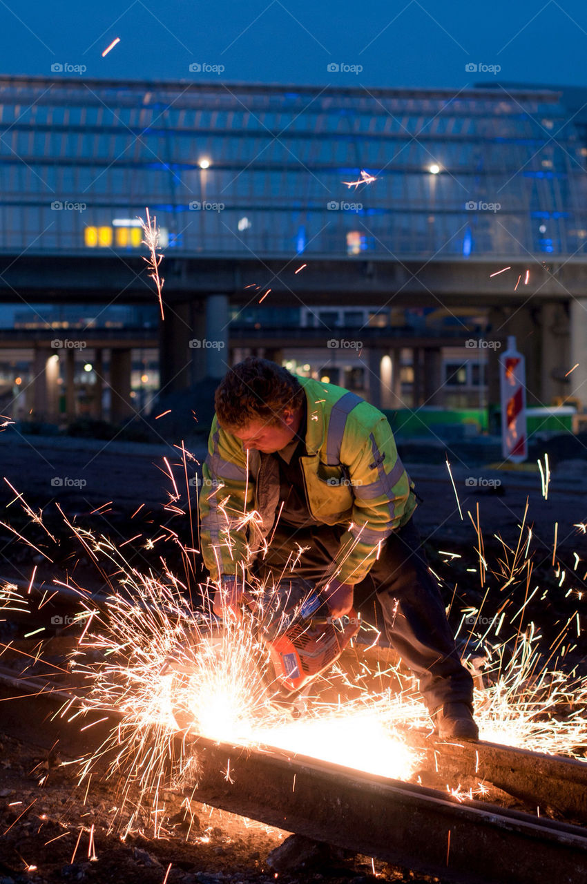 construction fire tram man by marcografo