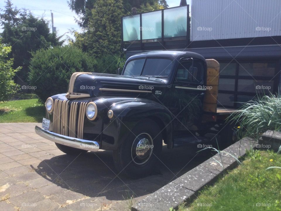 A classic Truck in the Driveway 