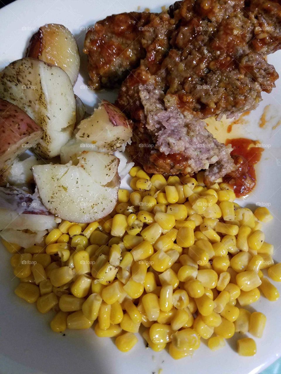 instant pot meatloaf and potatoes side of corn