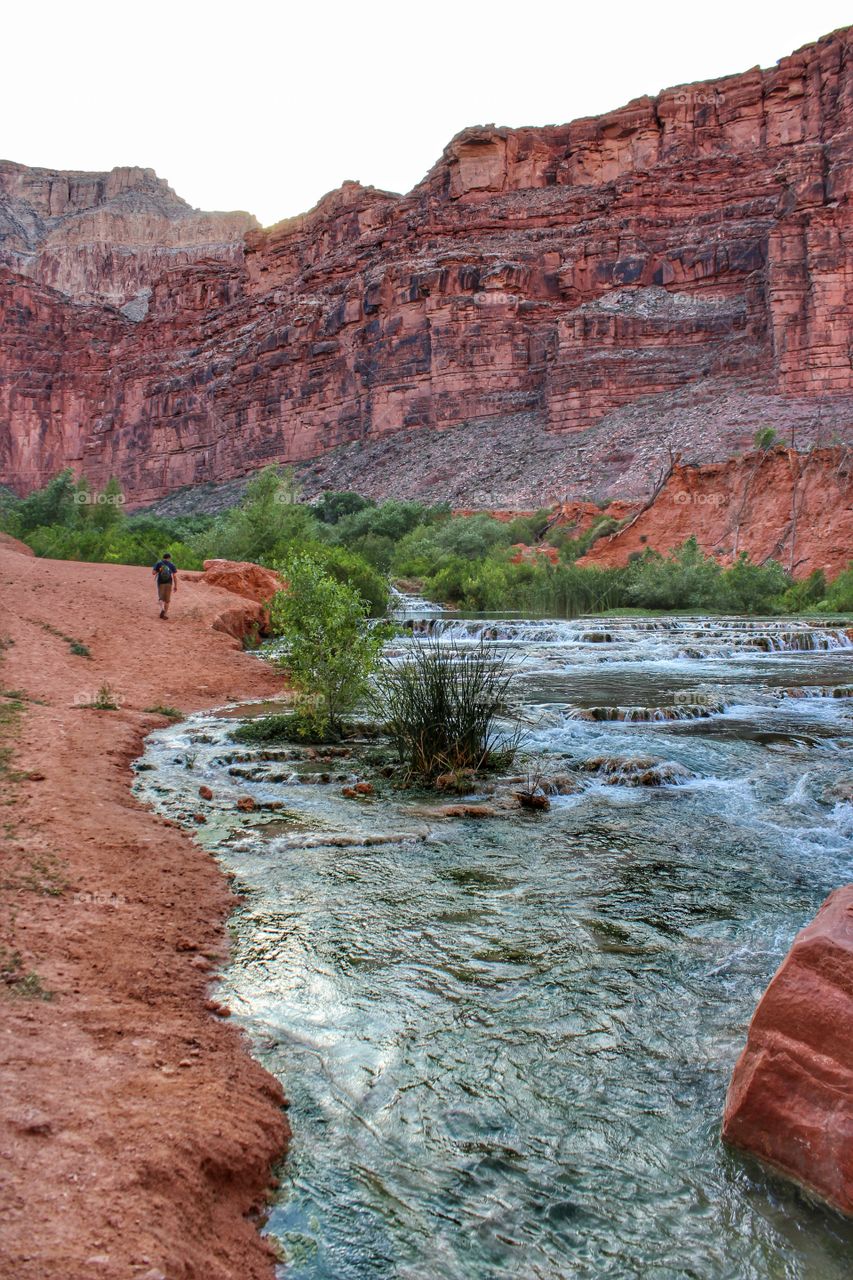 Hiking along Havasu Creek in the bottom of the Grand Canyon