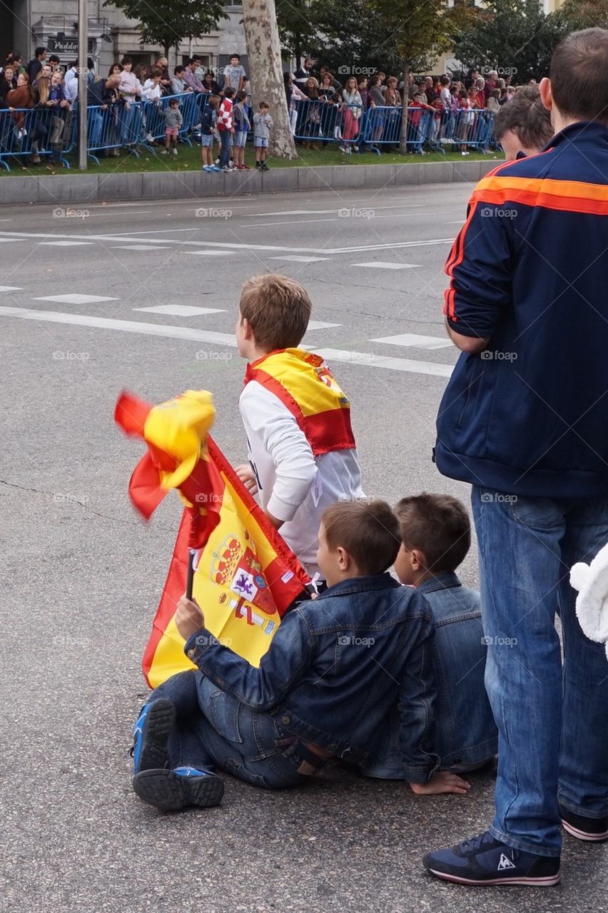 Spanish boys at a parade, Madrid 