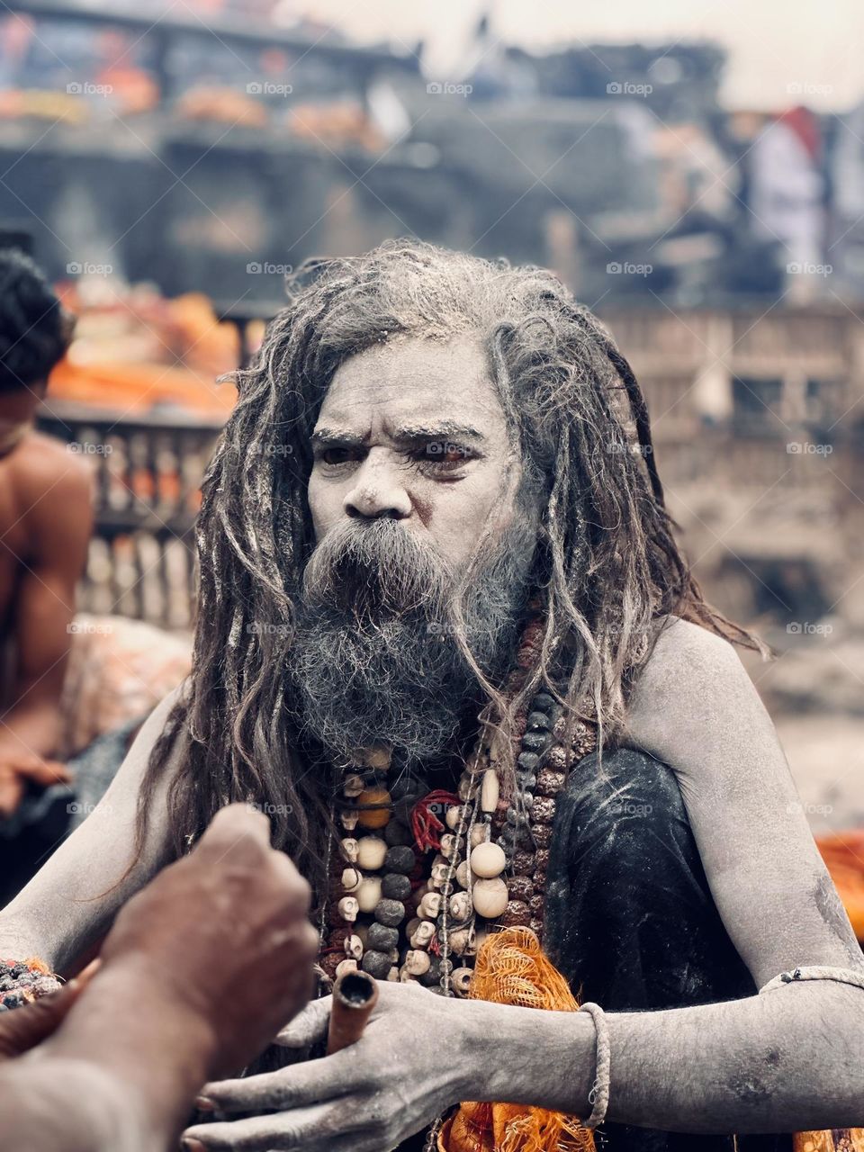 Aghori covered in cremation ashes in Varanasi